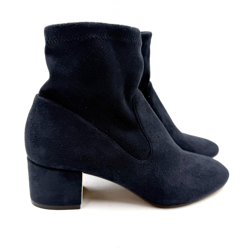 Marion Parke‎ Tatum Booties Black Suede Sock Boots Block Heel Ankle Sz 37 / 7